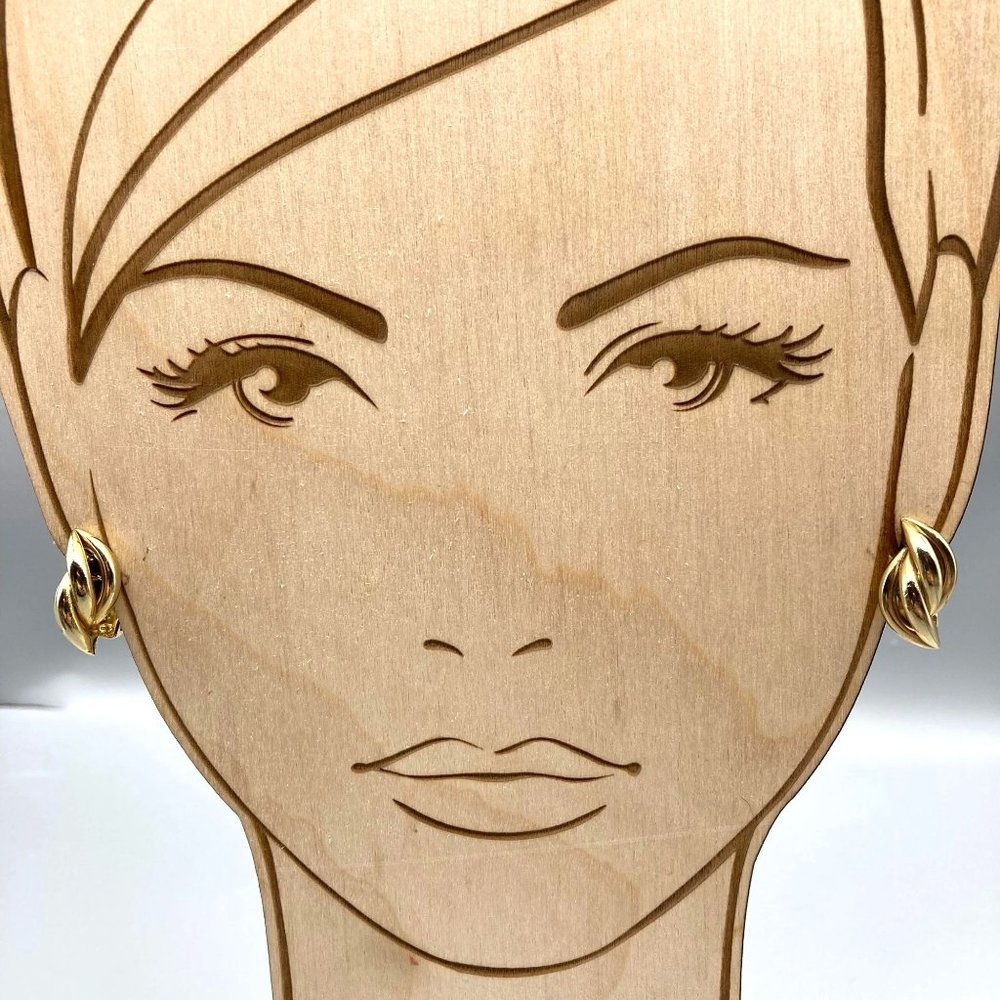 Vintage Triple Twist Earrings, Polished Gold Tone Hollow Tubes, Clip On